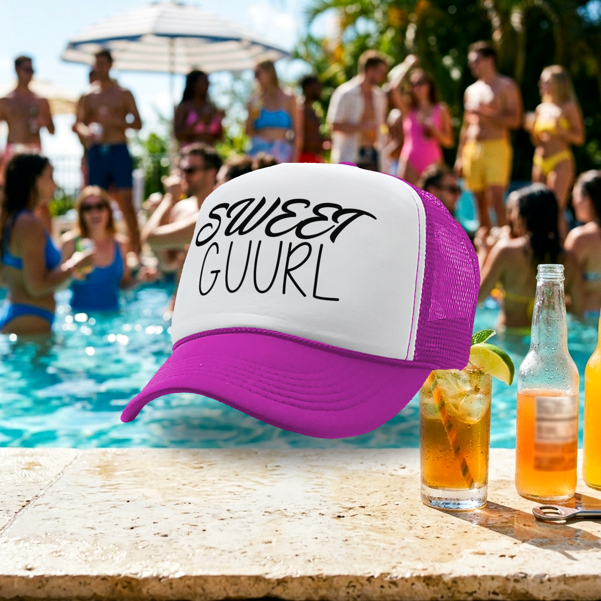 Sweet Guurl - viral video - Vintage Retro Style Trucker Cap Hat - Five Panel Retro Style TRUCKER Cap