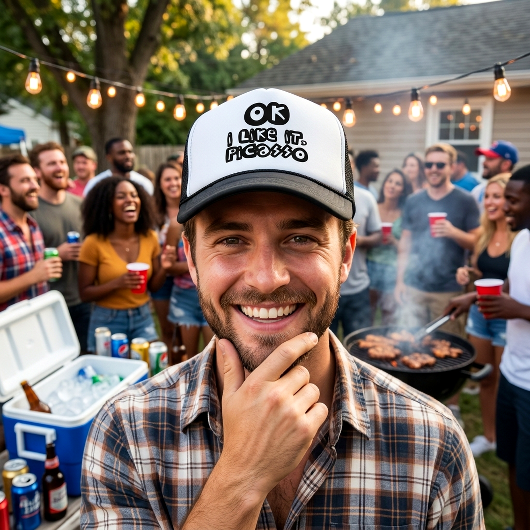 OK I Like It Picasso - viral video - Vintage Retro Style Trucker Cap Hat - Five Panel Retro Style TRUCKER Cap
