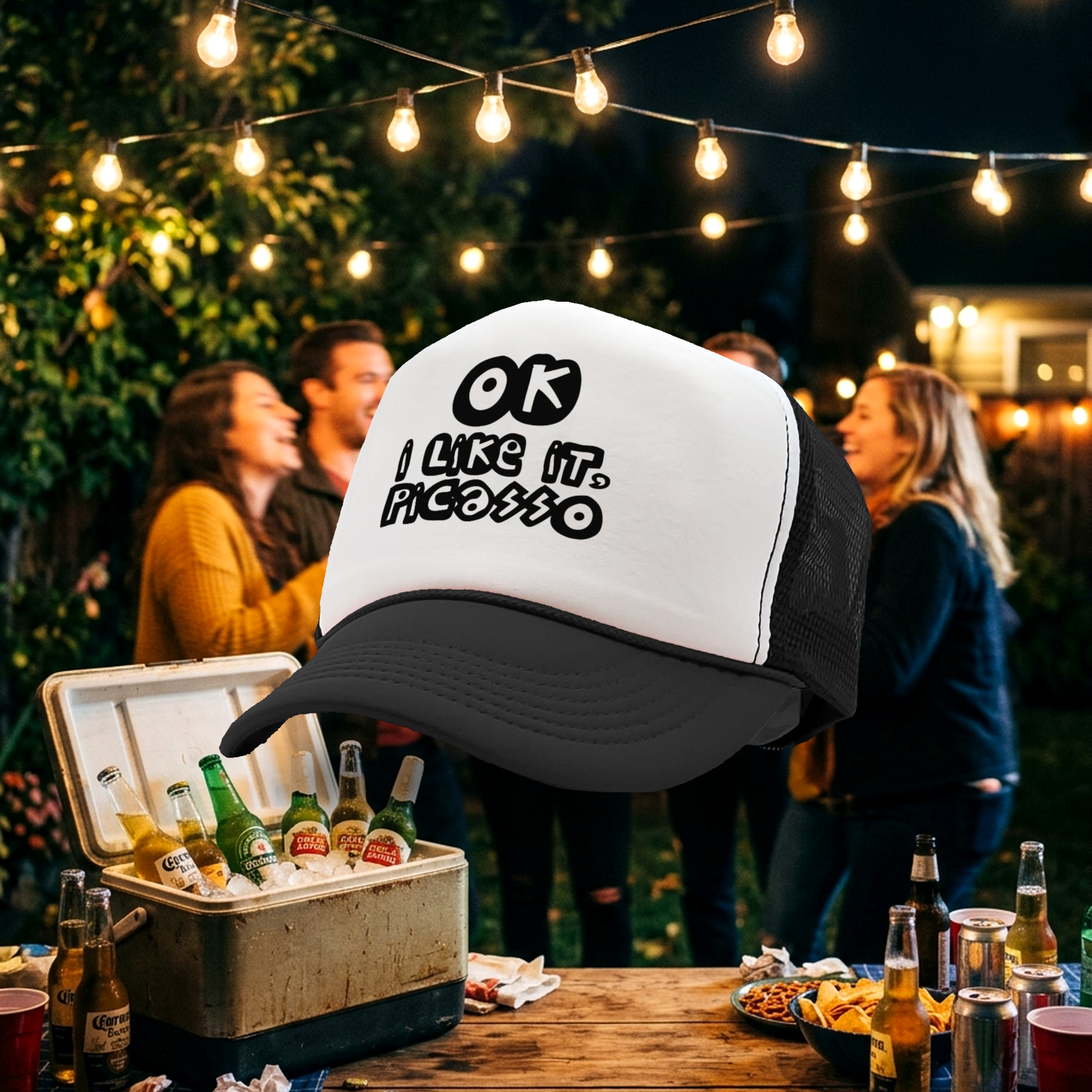 OK I Like It Picasso - viral video - Vintage Retro Style Trucker Cap Hat - Five Panel Retro Style TRUCKER Cap