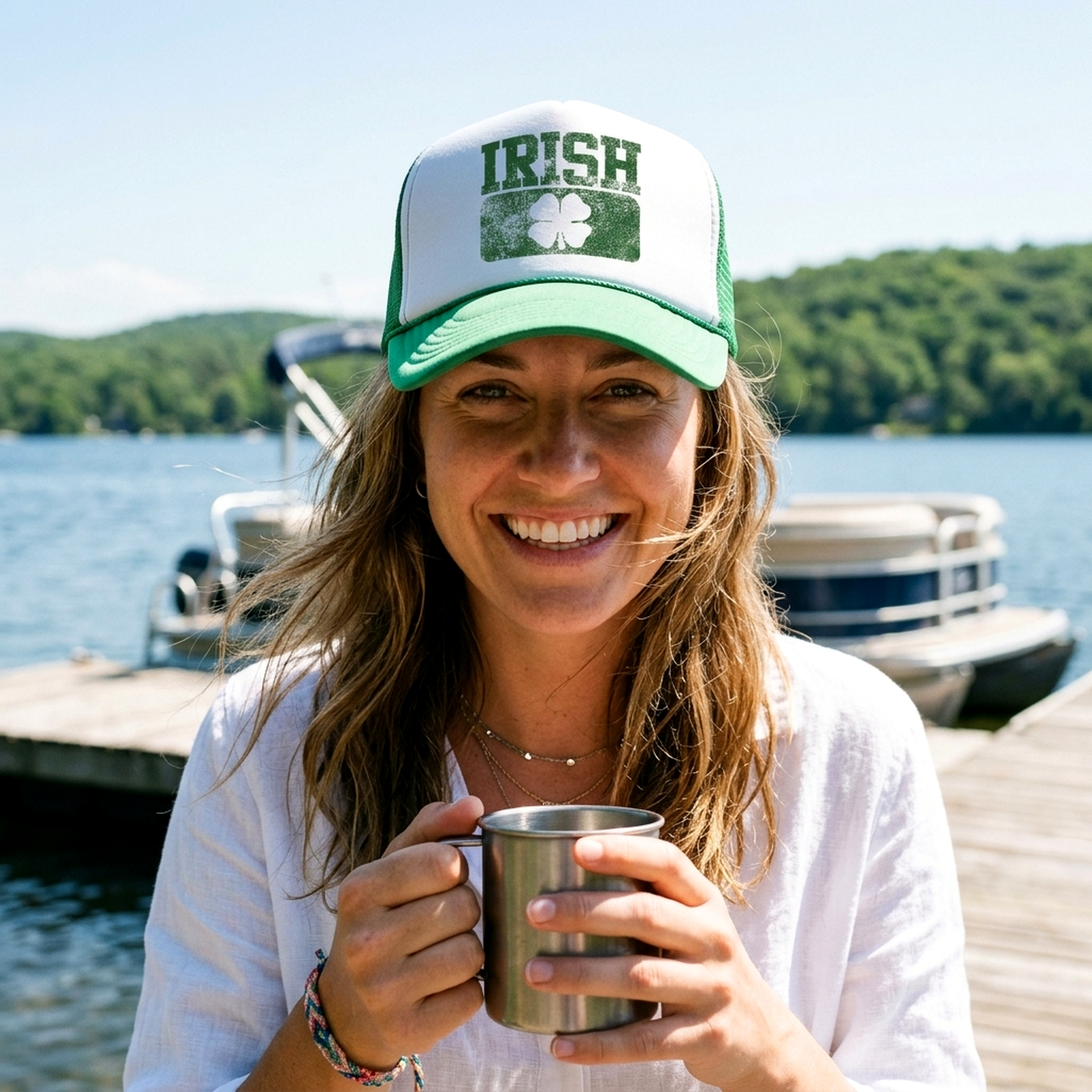 IRISH - ireland slainte st patricks day hat paddys day - Vintage Retro Style Trucker Cap Hat