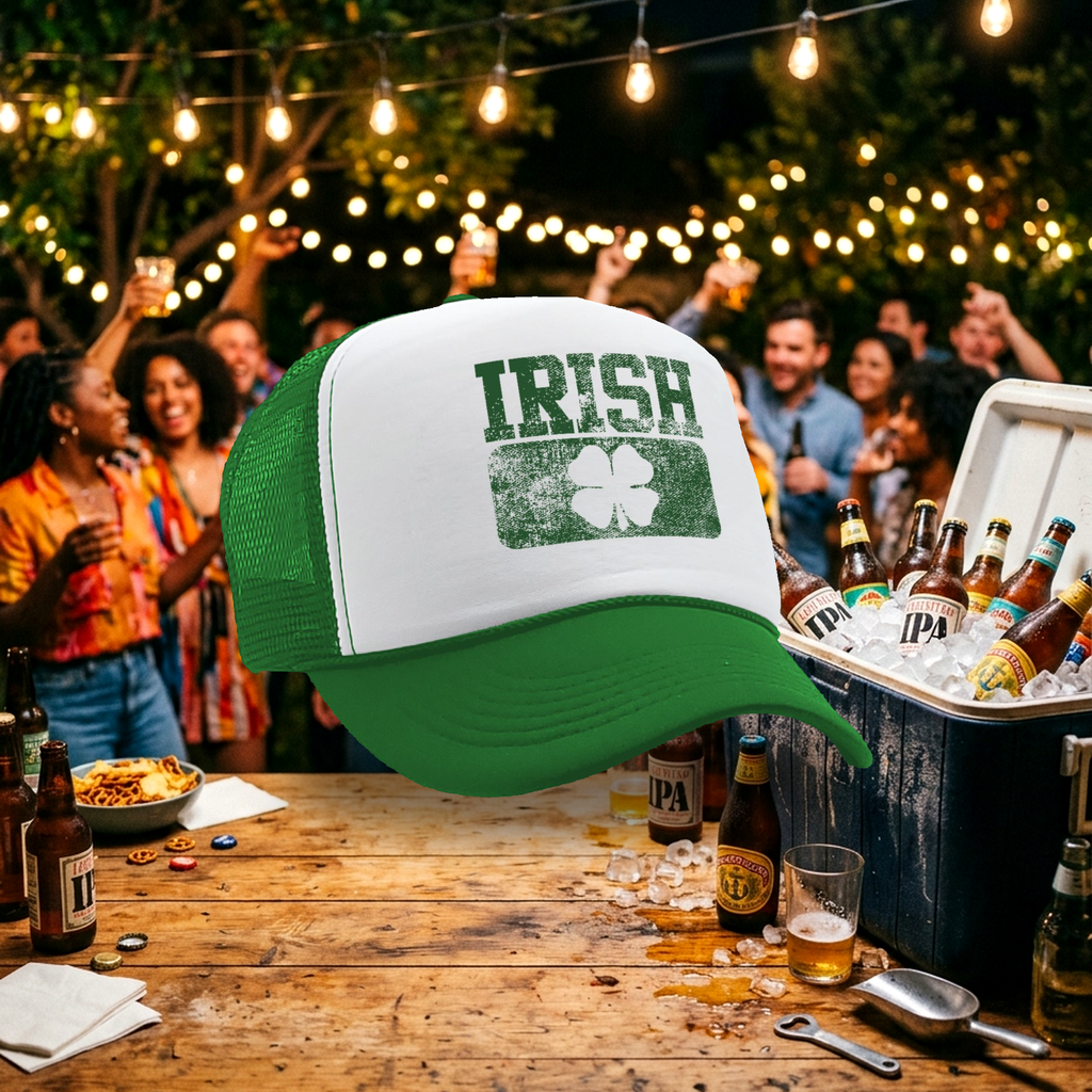 IRISH - ireland slainte st patricks day hat paddys day - Vintage Retro Style Trucker Cap Hat
