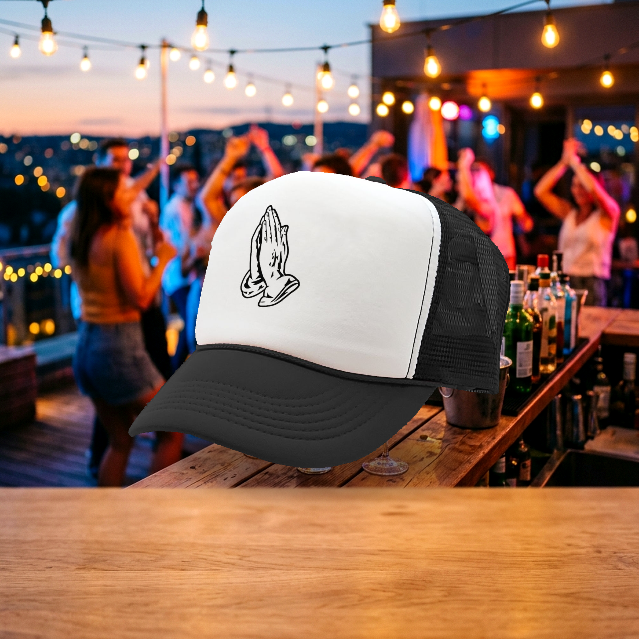 PRAYER HANDS - christian jesus christ god lord - Vintage Retro Style Trucker Cap Hat