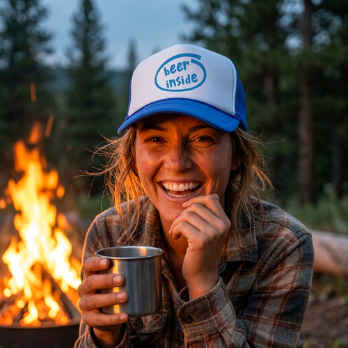 BEER INSIDE - parody college drinking - Vintage Retro Style Trucker Cap Hat