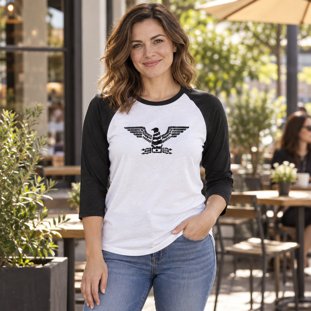 Roman Eagle — Black SLEEVES Baseball Raglan Shirt — lifestyle alt