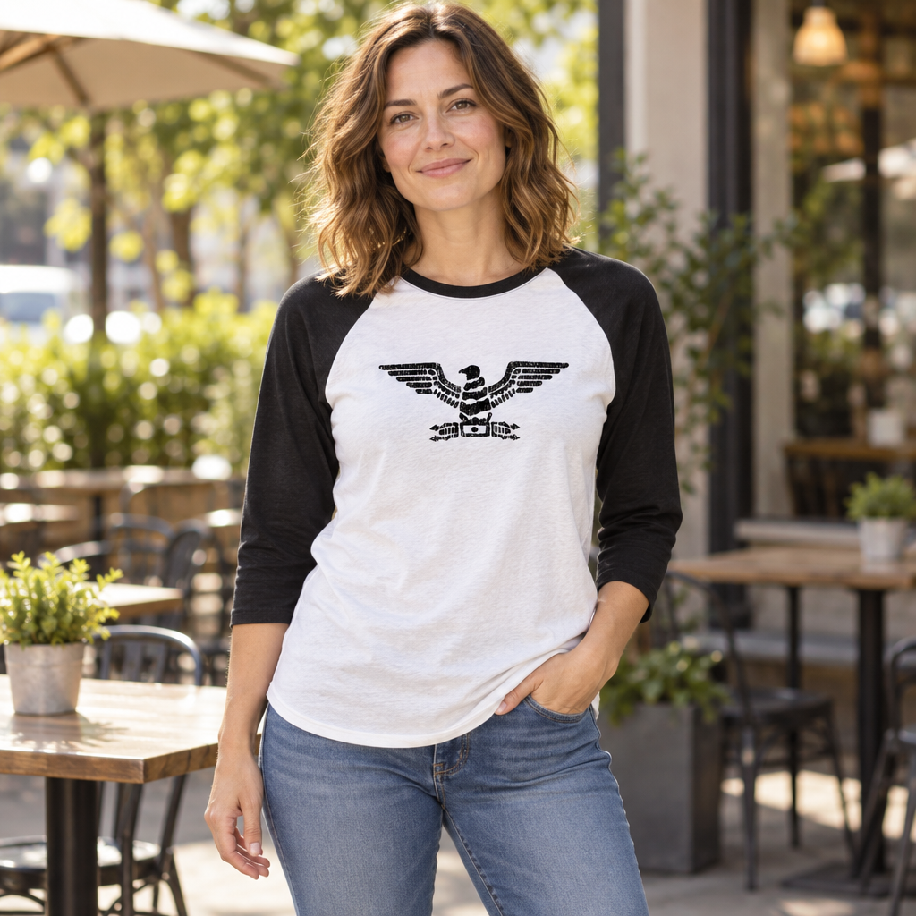 Roman Eagle — Black SLEEVES Baseball Raglan Shirt — lifestyle hero