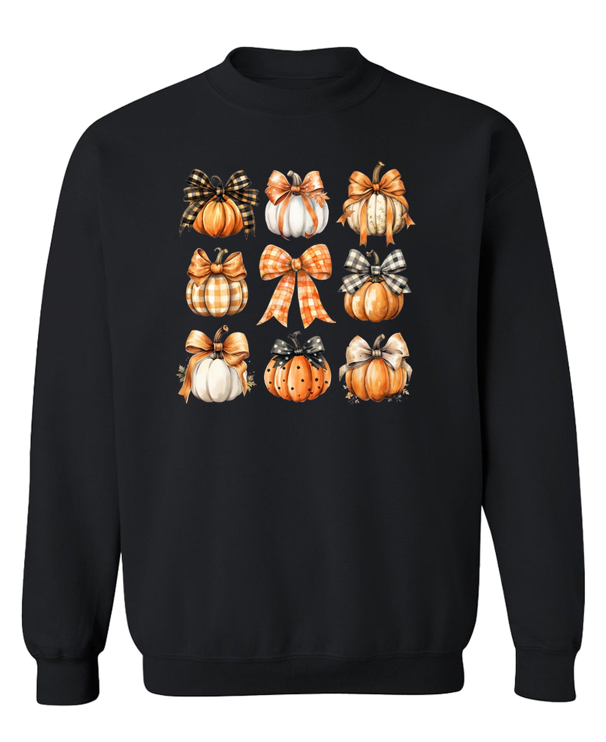 Fall Pumpkins Bows Coquette - Sweatshirt - Black
