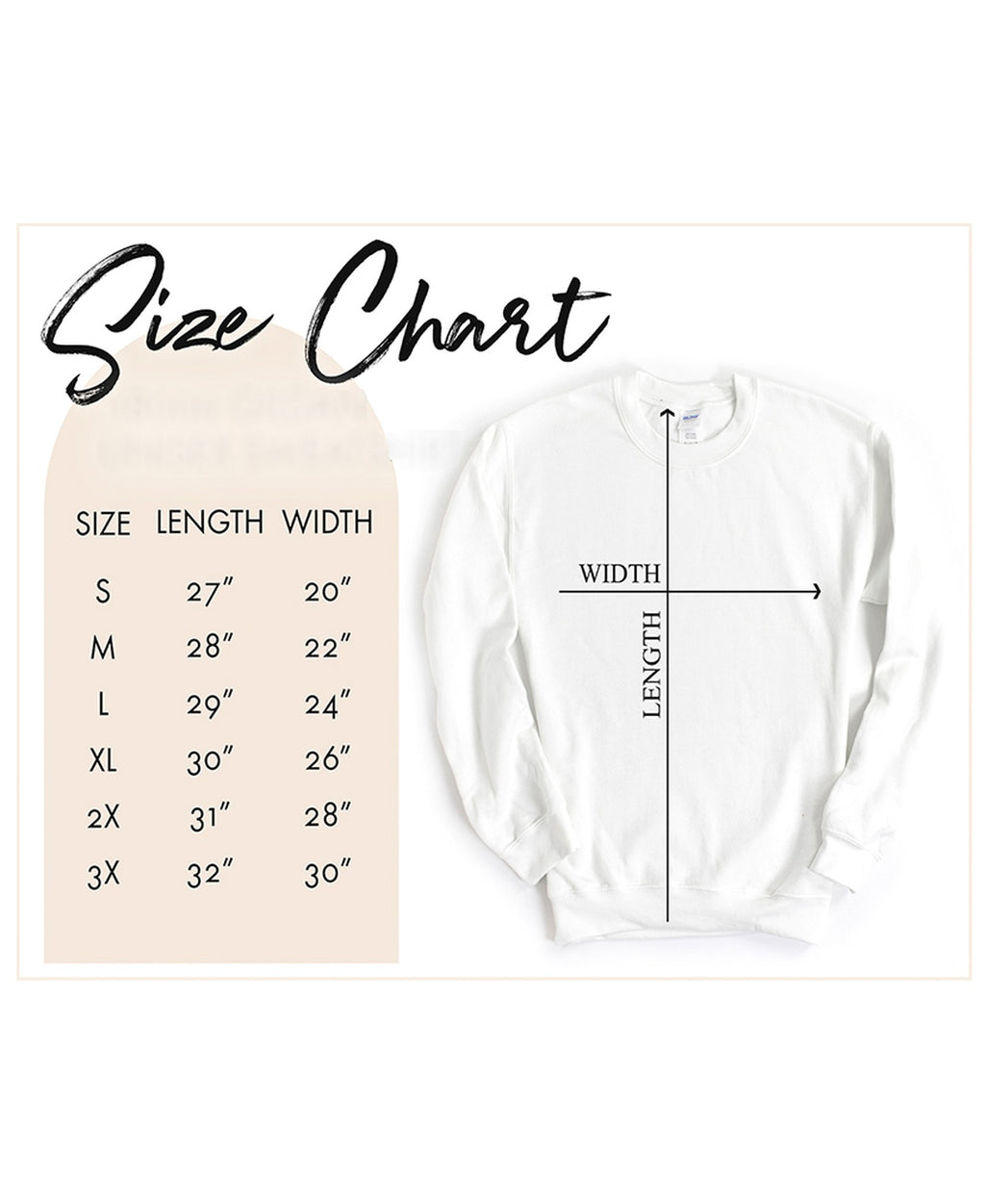 Buffalo Bill's Body Lotion Sweatshirt size chart