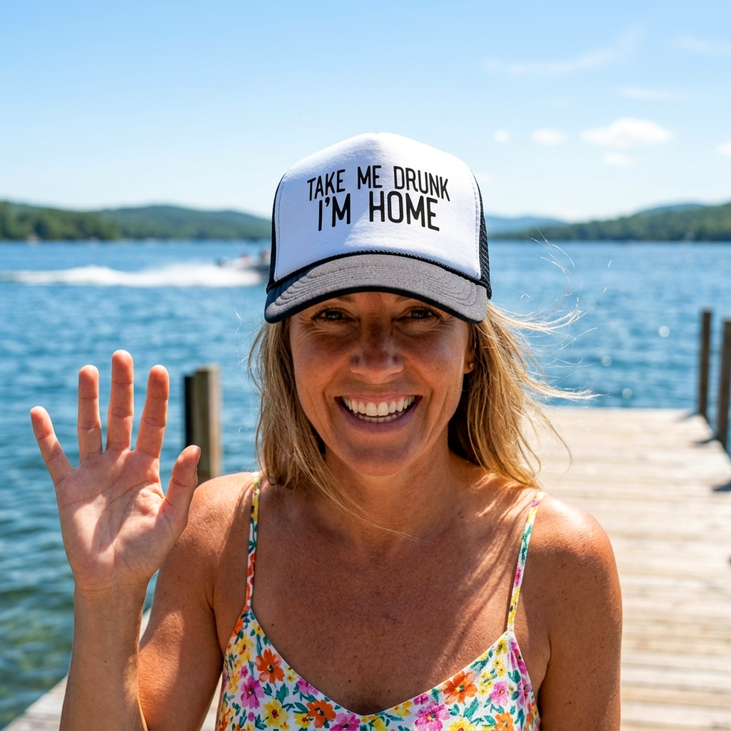 TAKE ME DRUNK I'm Home - funny beer alcohol - Vintage Retro Style Trucker Cap Hat - Five Panel Retro Style TRUCKER Cap