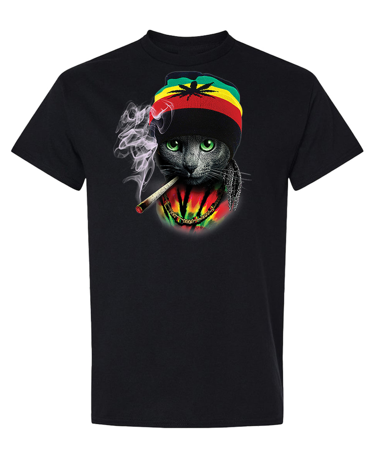 Rasta Cat - T-Shirt - Black