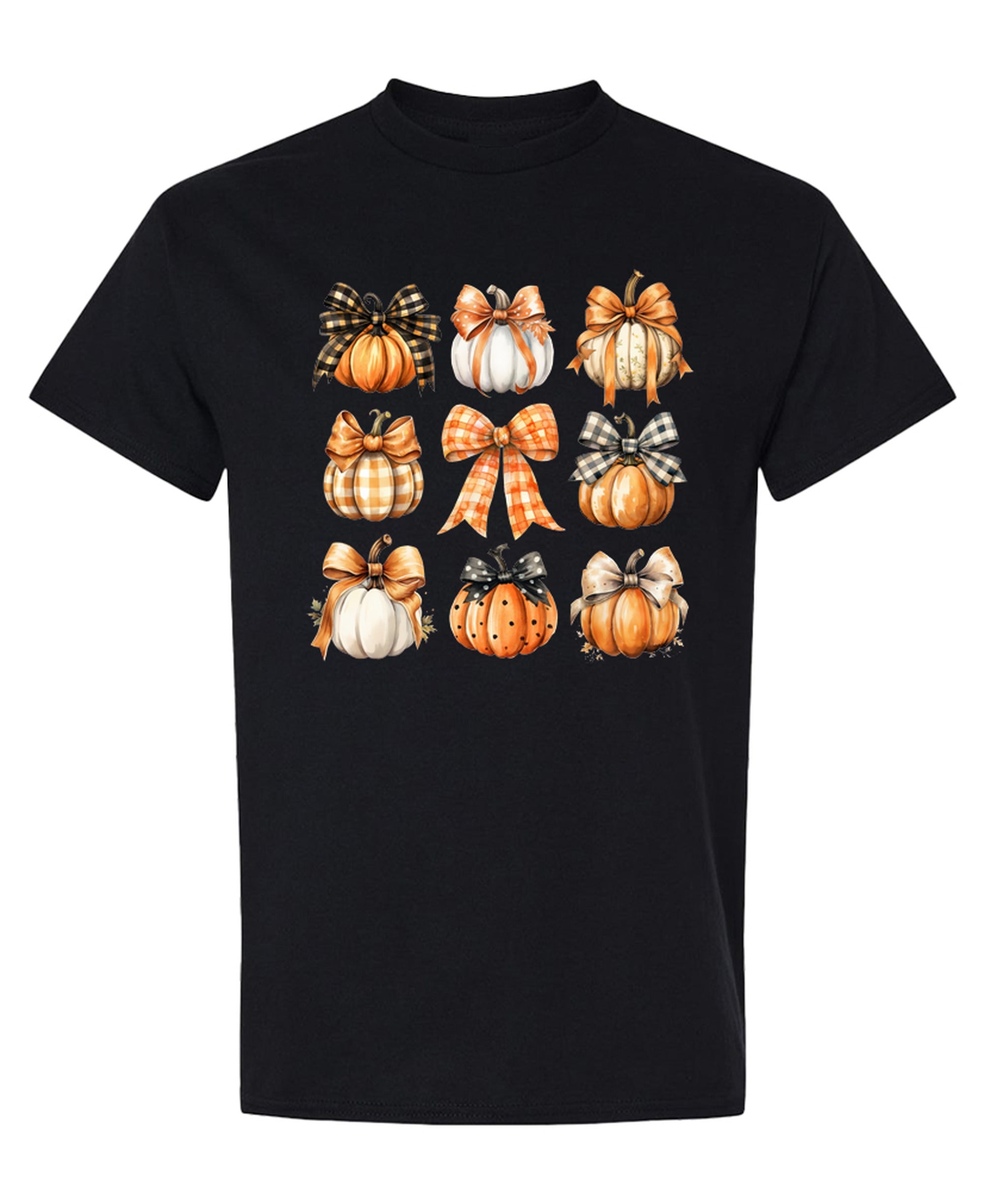 Fall Pumpkins Bows Coquette - T-Shirt - Black