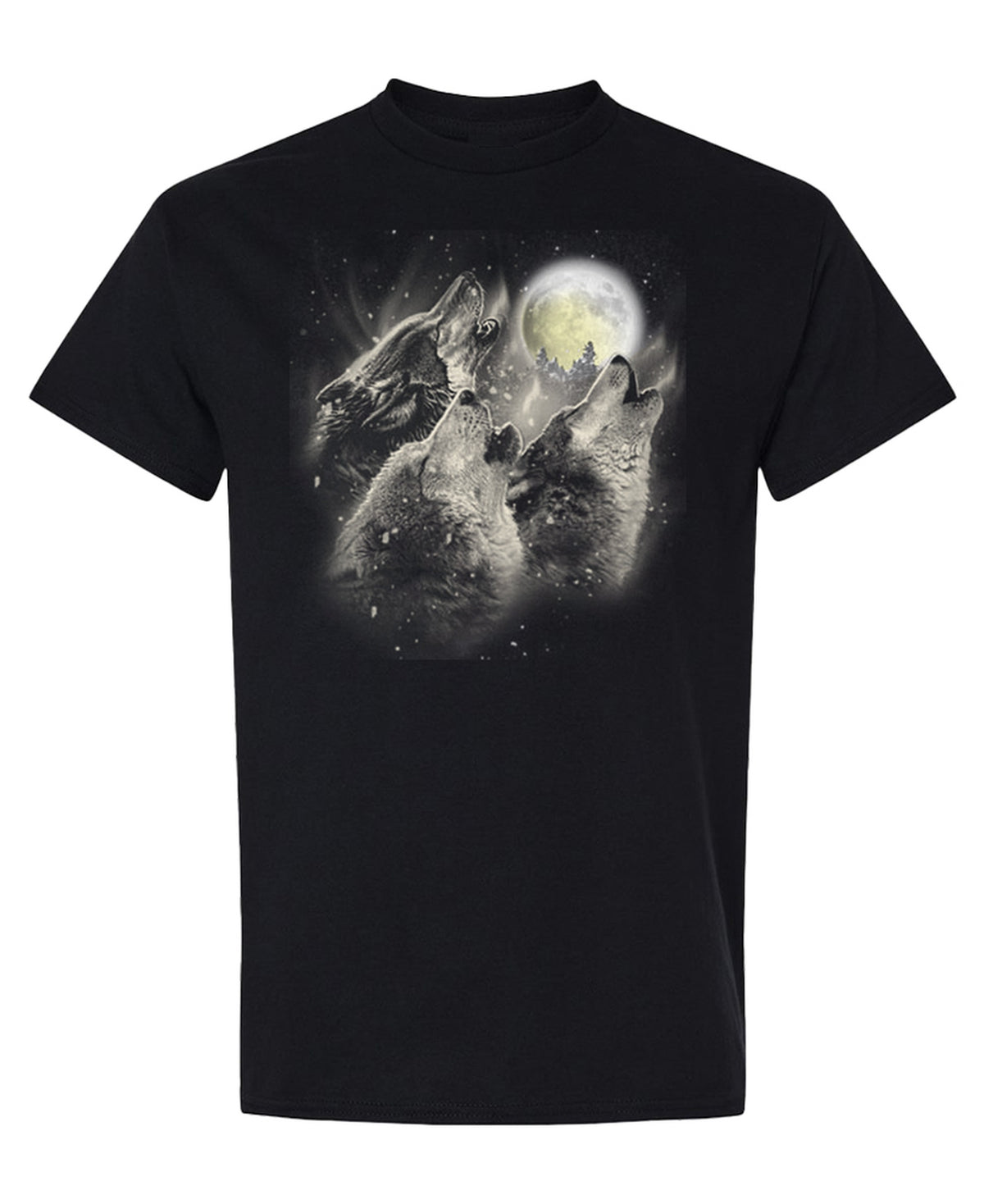 Three Wolves Howling - T-Shirt - Black