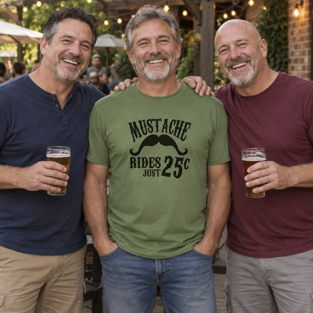 Mustache Rides — Army T-Shirt — lifestyle group
