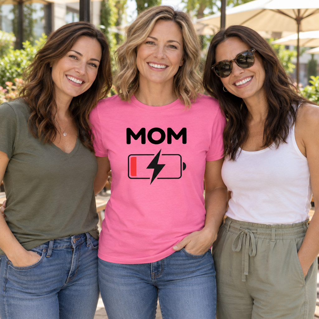 Tired Mom Battery Draining — Azalea T-Shirt — lifestyle group