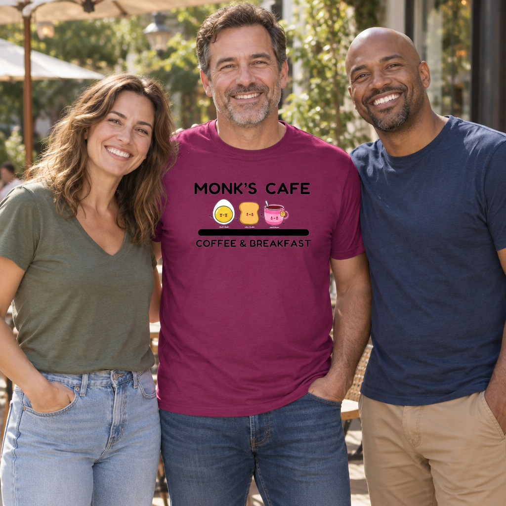 Monk's Cafe — Berry T-Shirt — lifestyle group