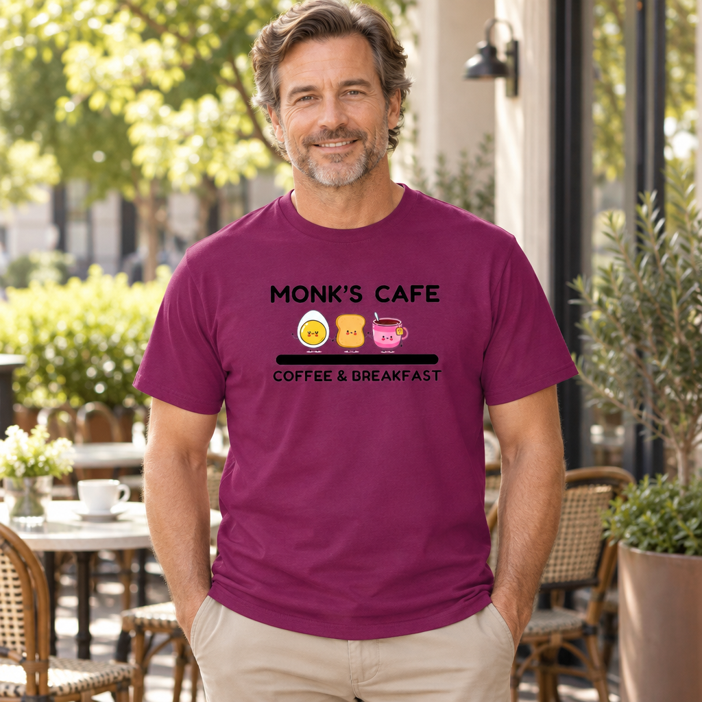 Monk's Cafe — Berry T-Shirt — lifestyle hero