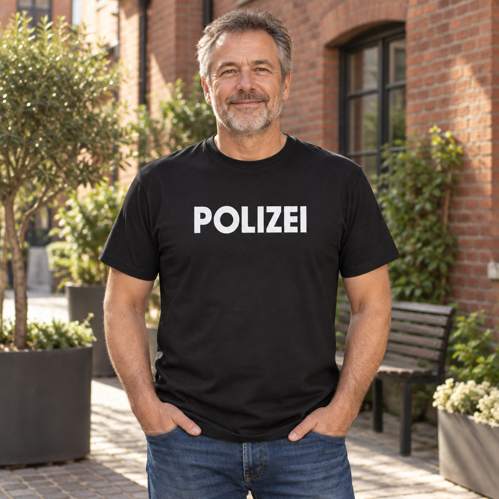 Polizei Lettering — Black T-Shirt — lifestyle alt