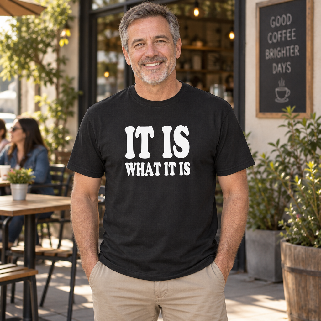 It Is What It Is — Black T-Shirt — lifestyle alt