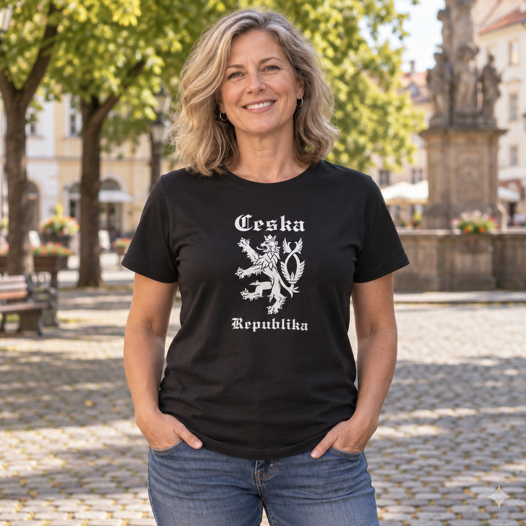 Ceska Republika Lion — Black T-Shirt — lifestyle alt