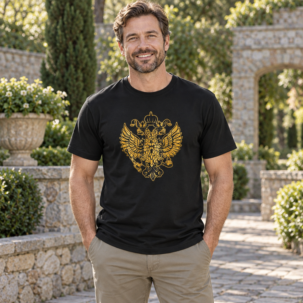 Golden Double-Headed Eagle — Black T-Shirt — lifestyle alt