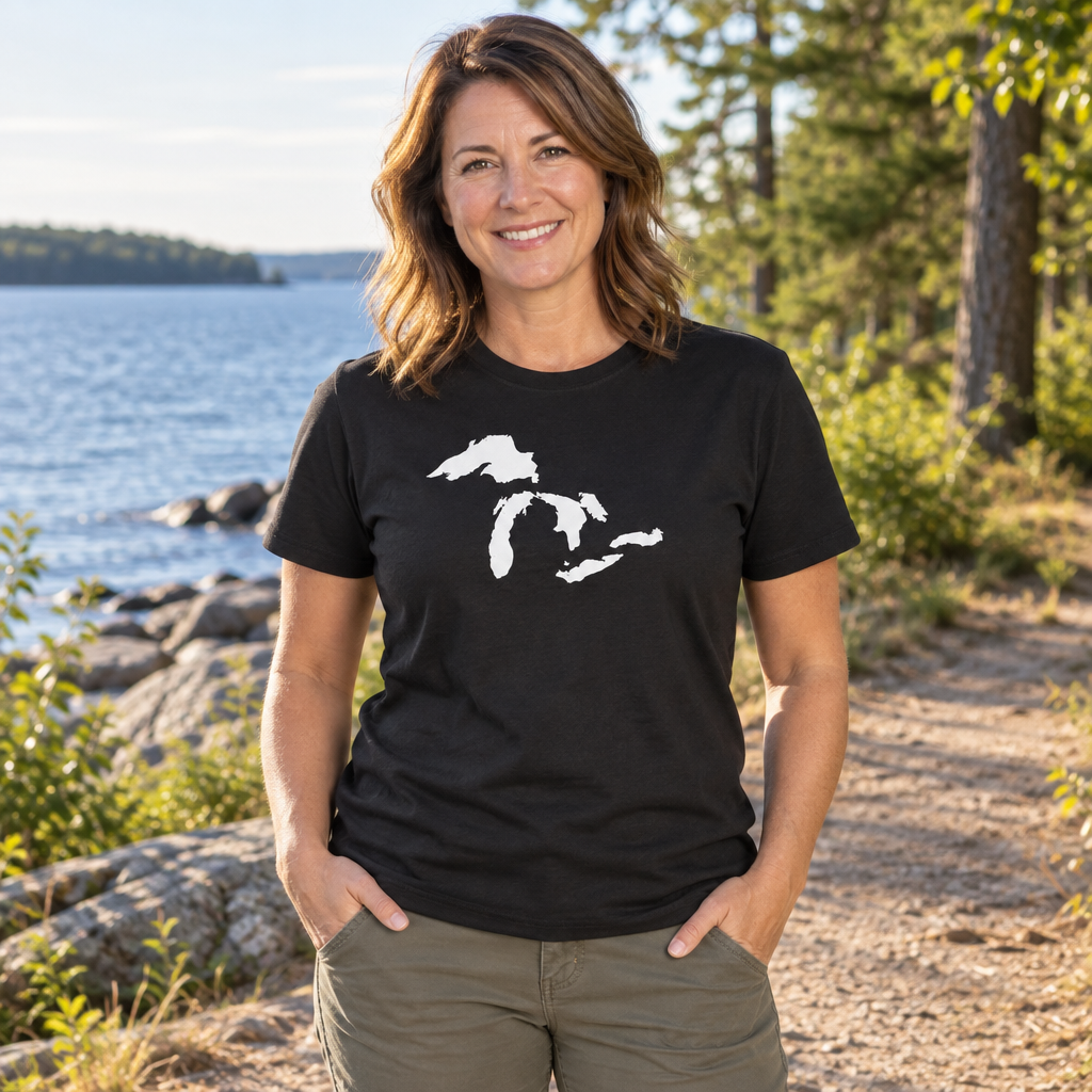 Great Lakes Silhouette — Black T-Shirt — lifestyle alt