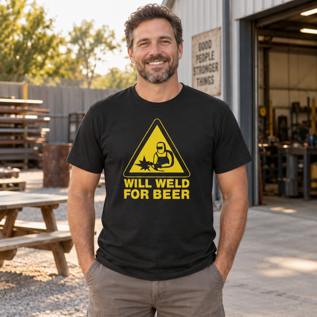 Will Weld for Beer — Black T-Shirt — lifestyle alt