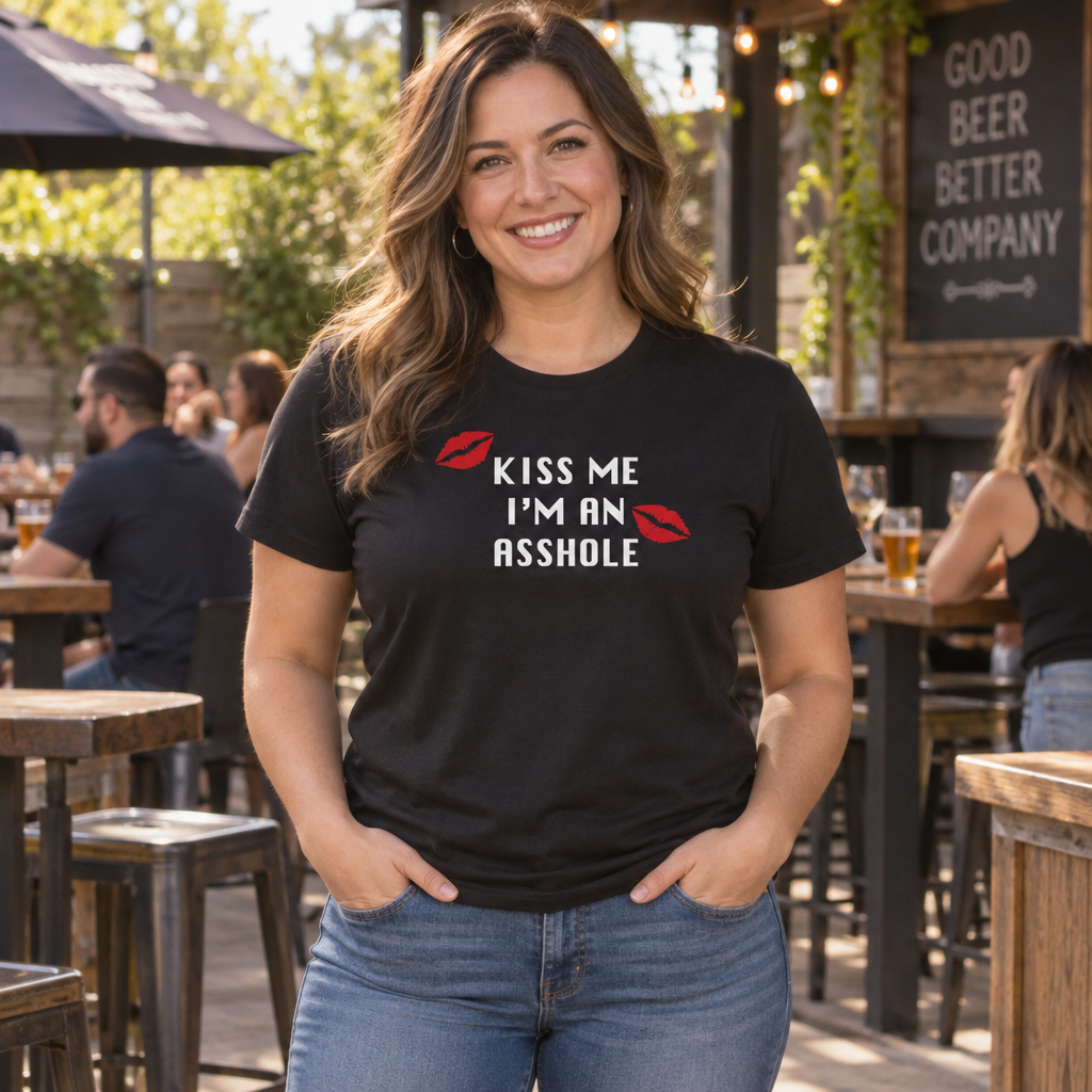 Kiss Me I'm an Asshole — Black T-Shirt — lifestyle alt