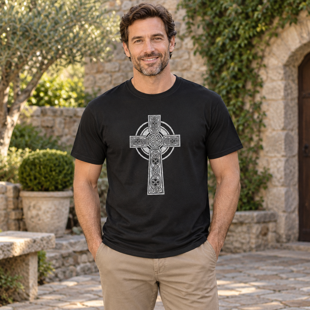 Celtic Cross — Black T-Shirt — lifestyle alt