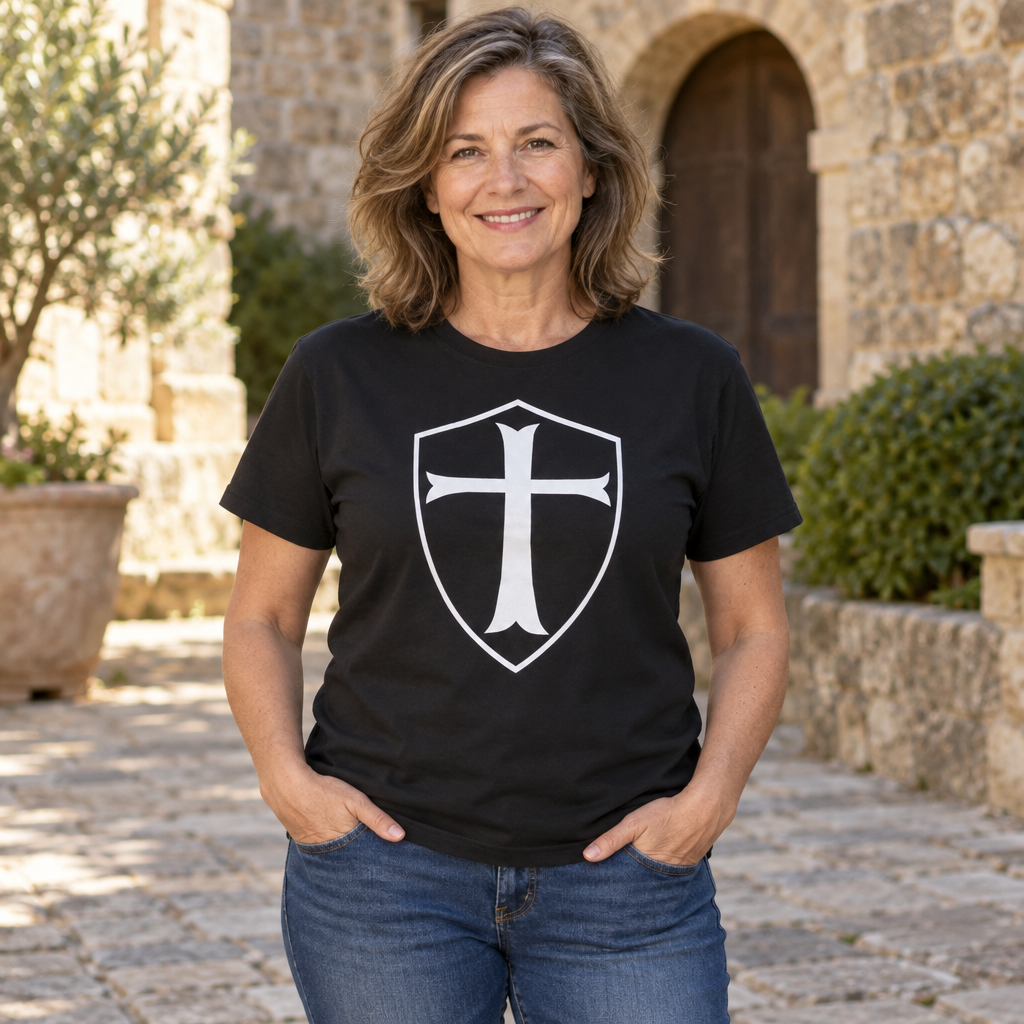 Templar Cross Shield — Black T-Shirt — lifestyle alt