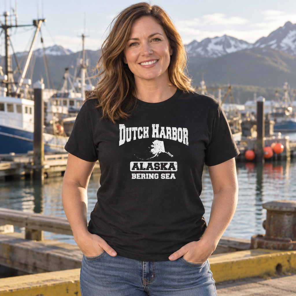 Dutch Harbor Alaska Bering Sea — Black T-Shirt — lifestyle alt