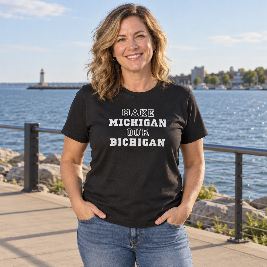 Make Michigan Our Bichigan — Black T-Shirt — lifestyle alt