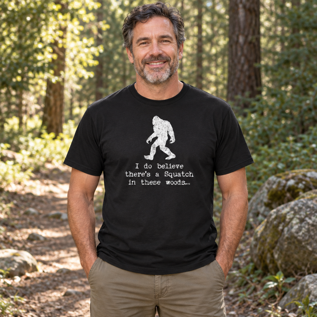 I Believe There Is a Squatch — Black T-Shirt — lifestyle alt
