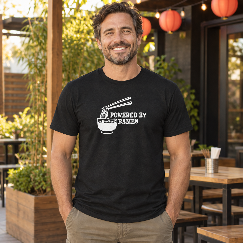 Powered by Ramen — Black T-Shirt — lifestyle alt