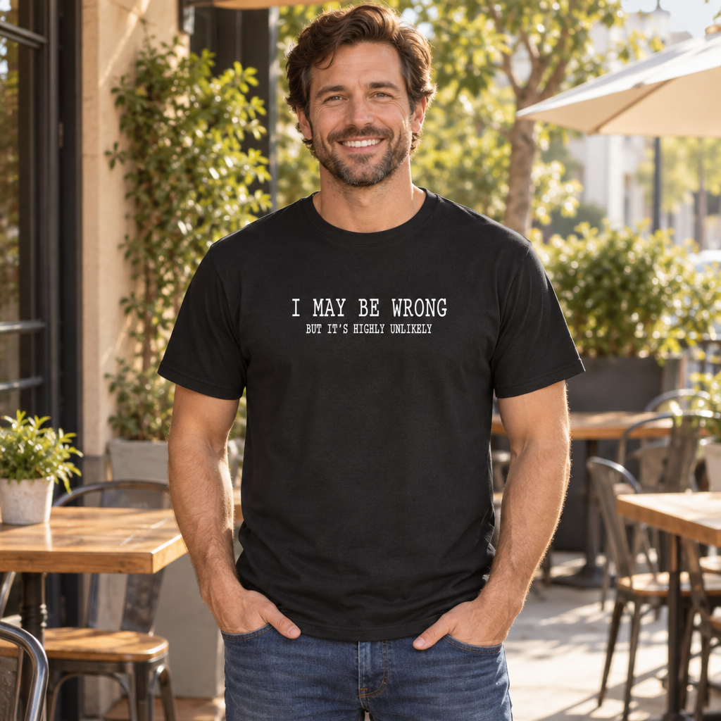 I May Be Wrong, Highly Unlikely — Black T-Shirt — lifestyle alt