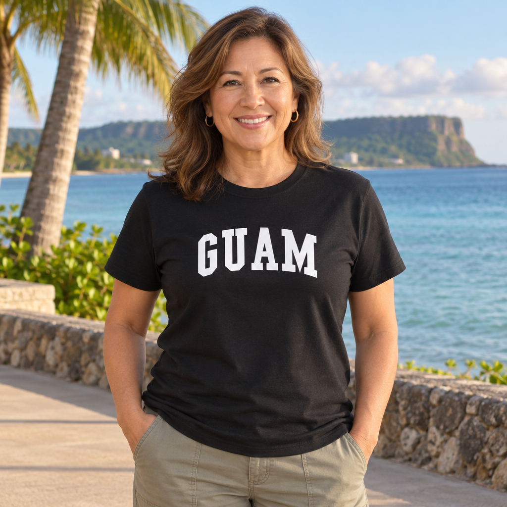 Guam Collegiate Letters — Black T-Shirt — lifestyle alt