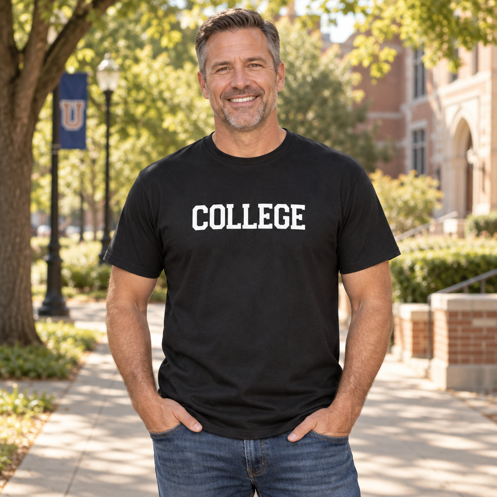 College Block Letters — Black T-Shirt — lifestyle alt