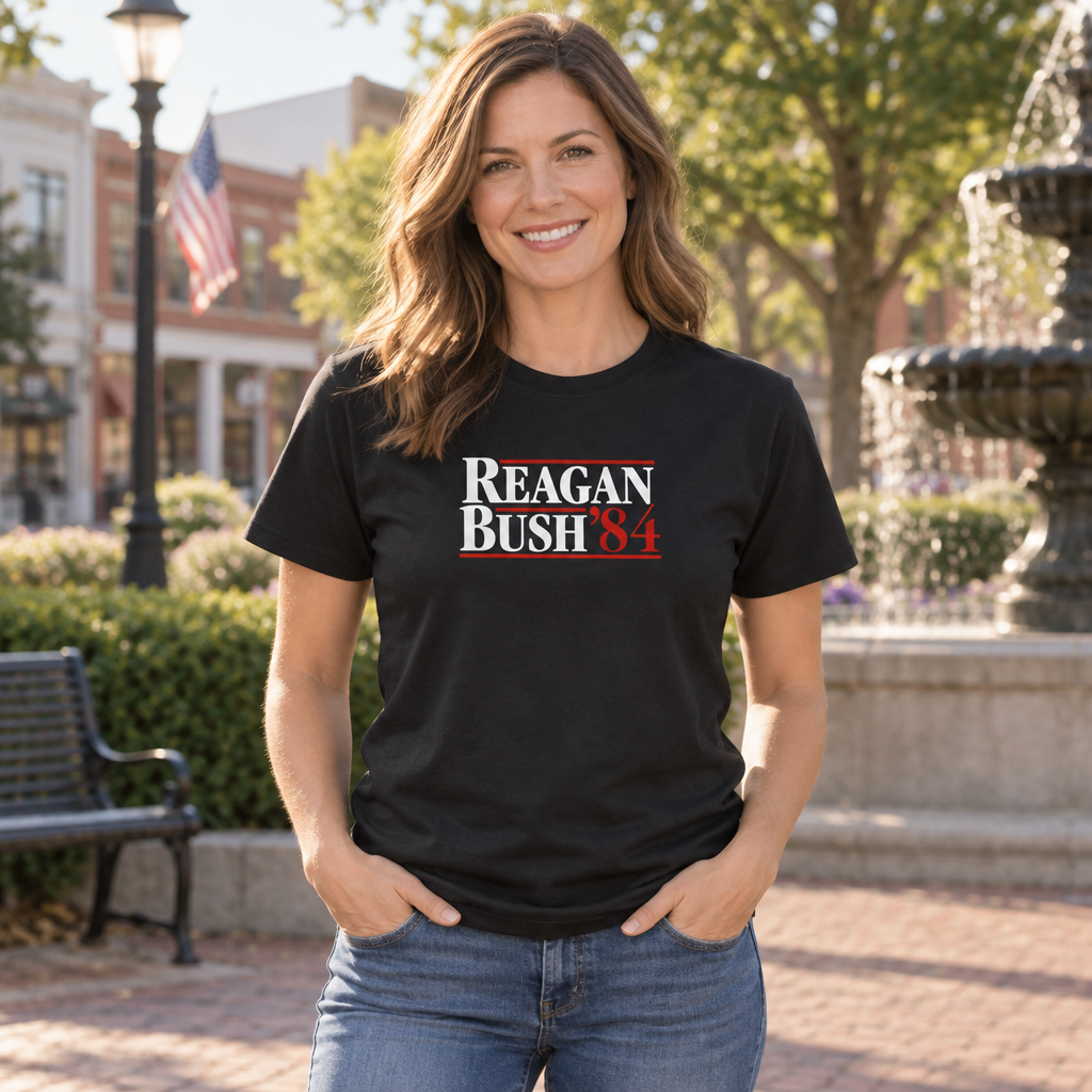 Reagan Bush 84 — Black T-Shirt — lifestyle alt