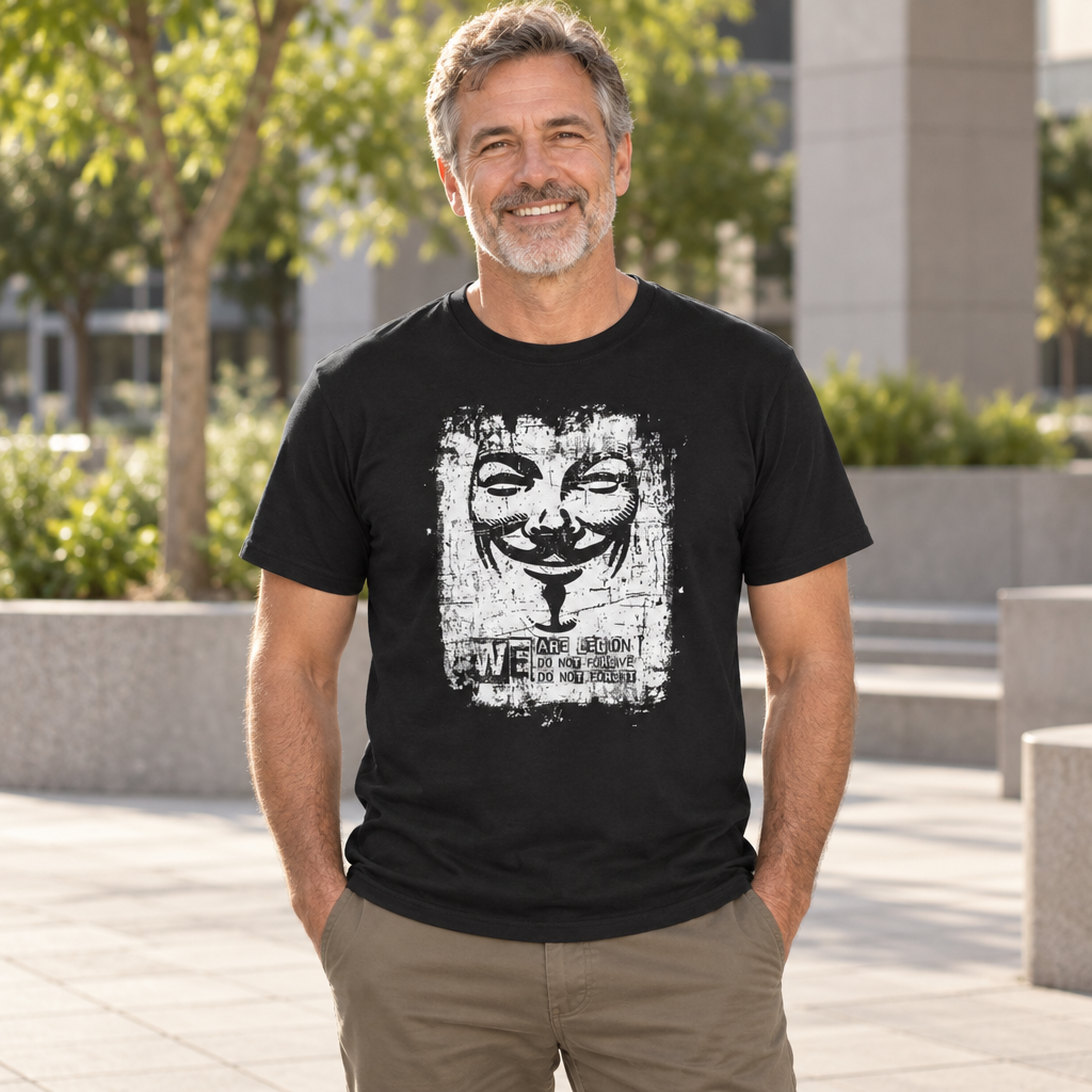 We Are Legion Mask — Black T-Shirt — lifestyle alt