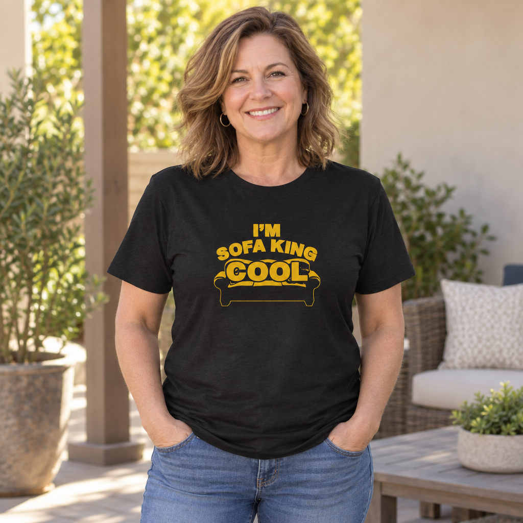 I'm Sofa King Cool — Black T-Shirt — lifestyle alt
