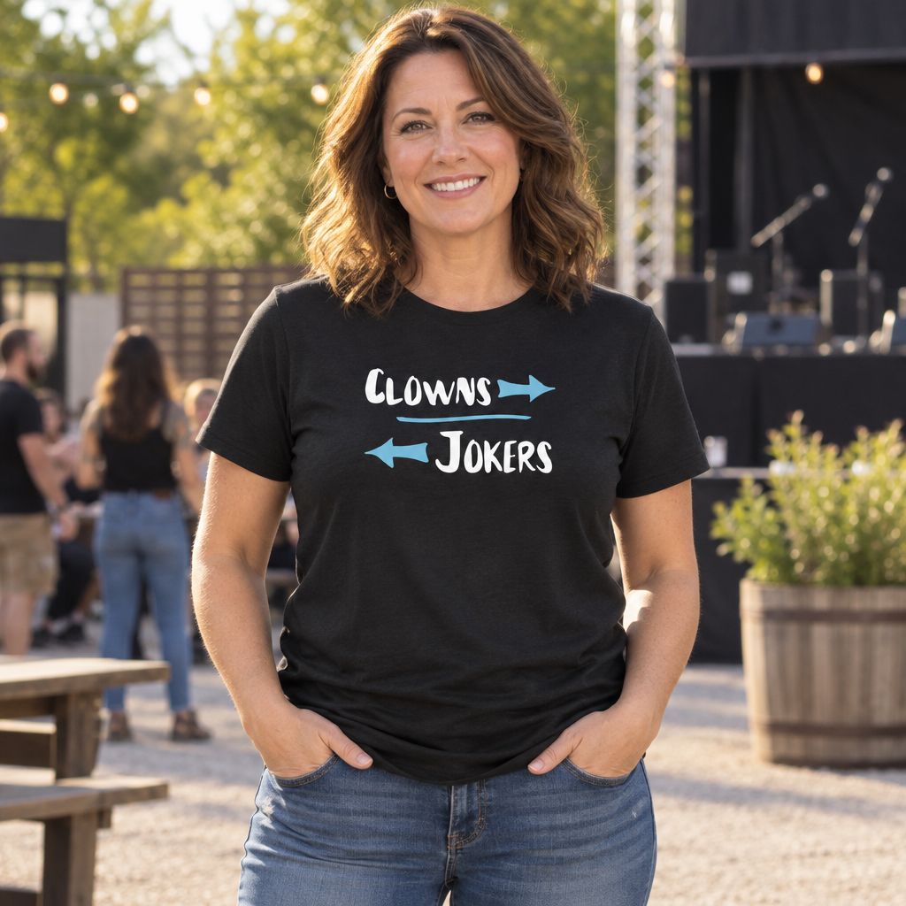 Clowns and Jokers Arrows — Black T-Shirt — lifestyle alt