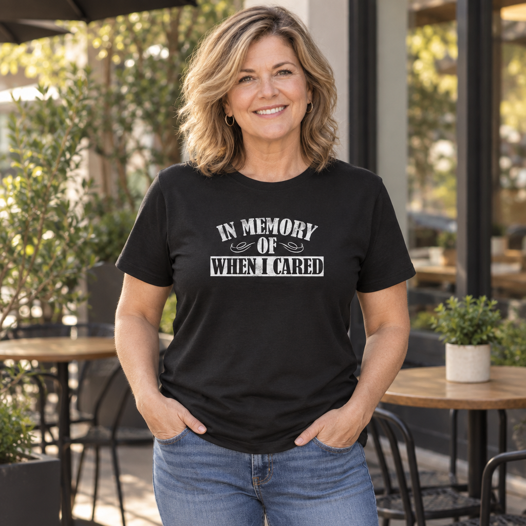 In Memory of When I Cared — Black T-Shirt — lifestyle alt