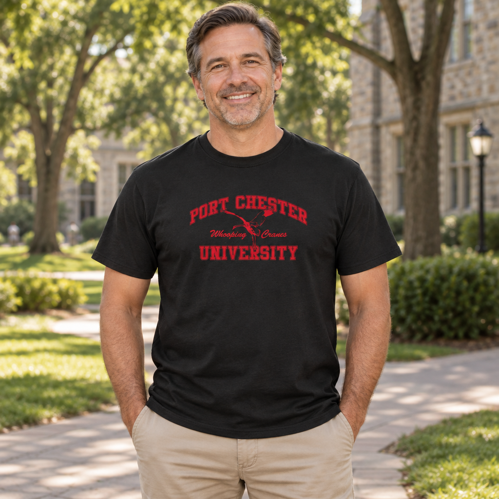 Port Chester University — Black T-Shirt — lifestyle alt