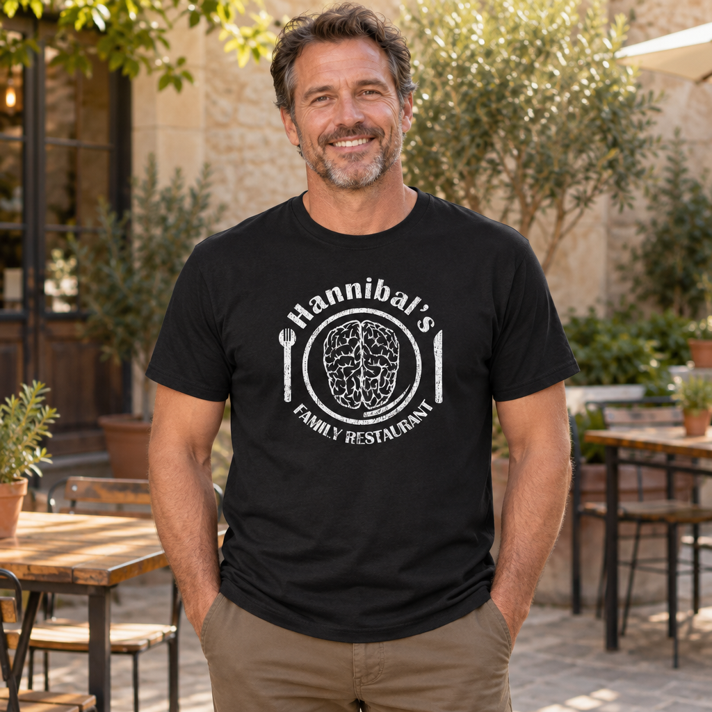 Hannibal's Family Restaurant — Black T-Shirt — lifestyle alt