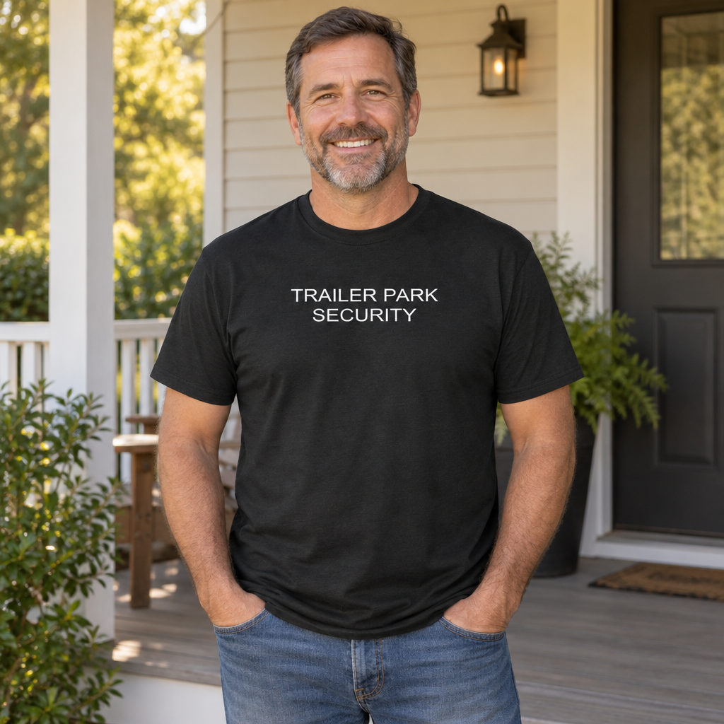 Trailer Park Security — Black T-Shirt — lifestyle alt