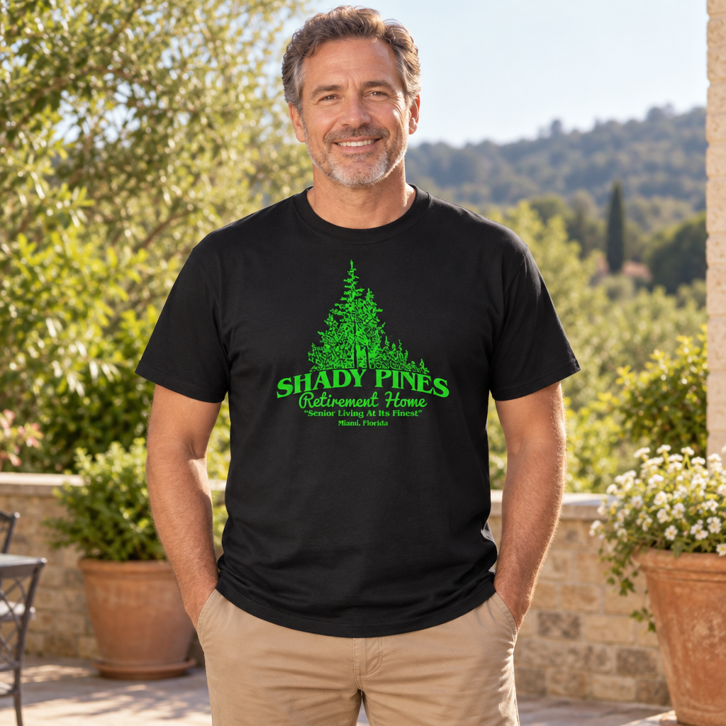 Shady Pines Retirement Home — Black T-Shirt — lifestyle alt