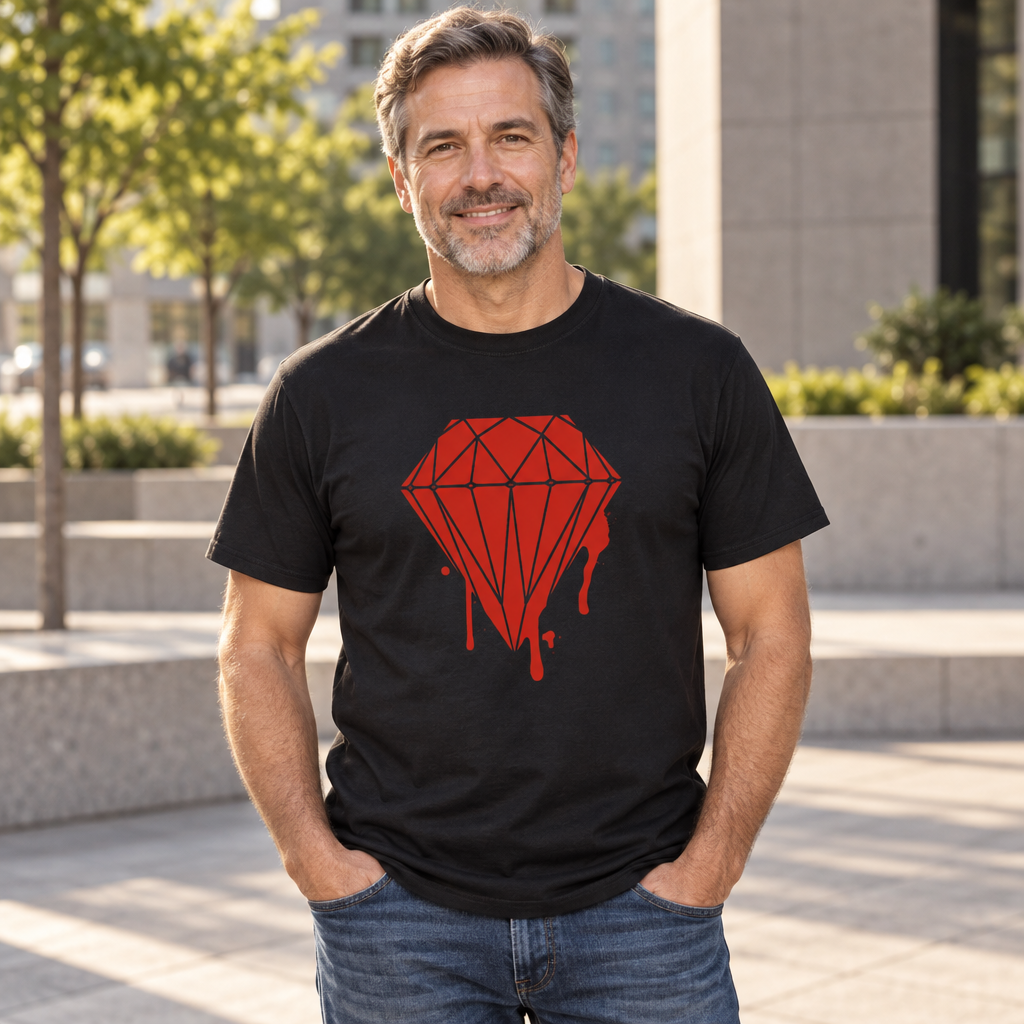 Dripping Red Diamond — Black T-Shirt — lifestyle alt