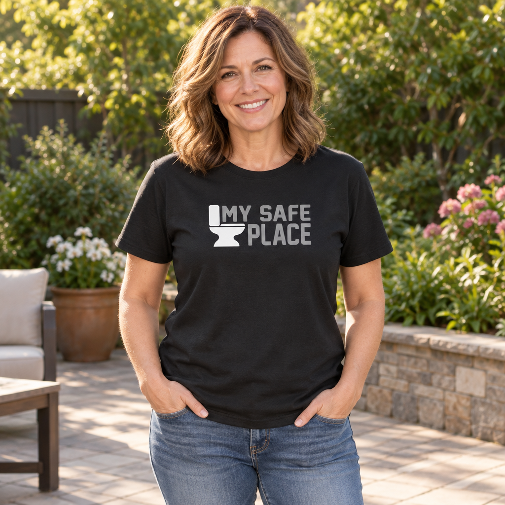 My Safe Place Toilet — Black T-Shirt — lifestyle alt
