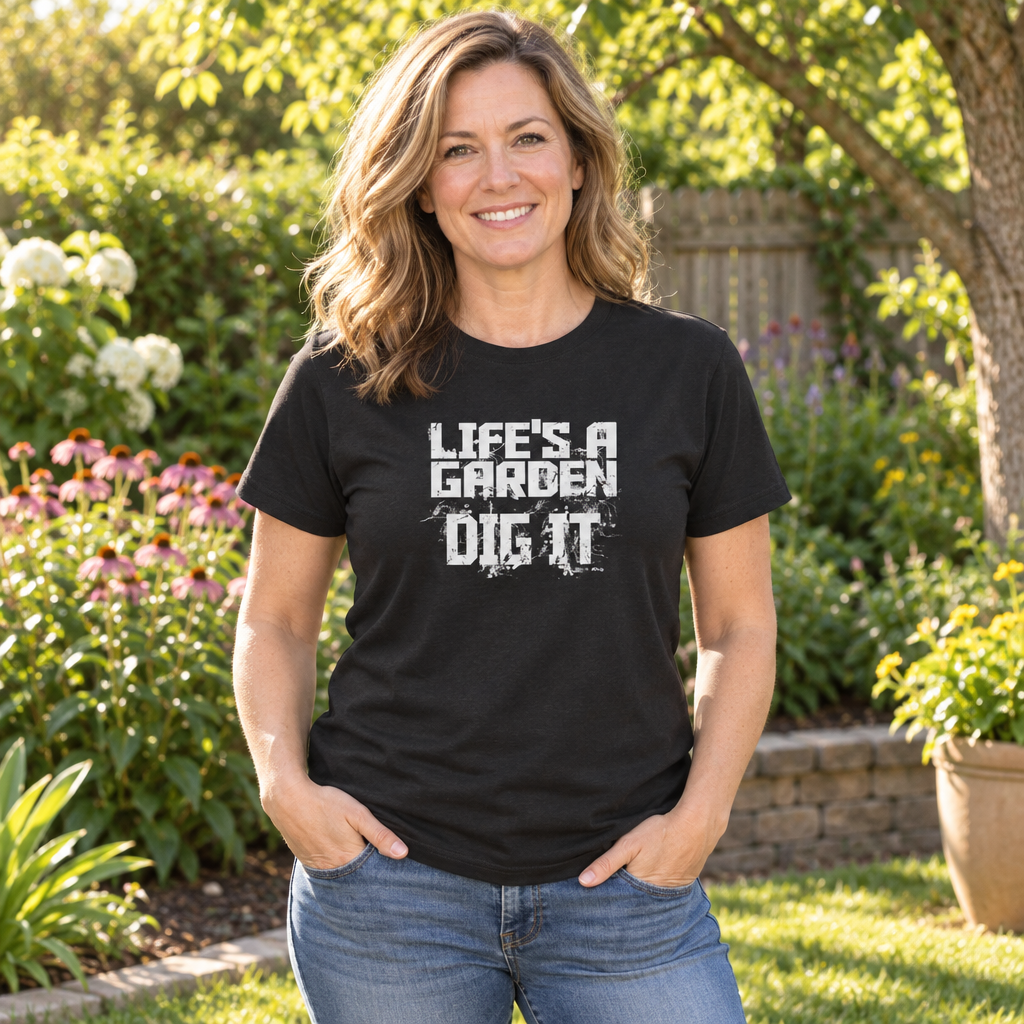Life's a Garden Dig It — Black T-Shirt — lifestyle alt