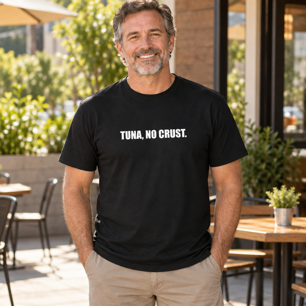 Tuna No Crust — Black T-Shirt — lifestyle alt