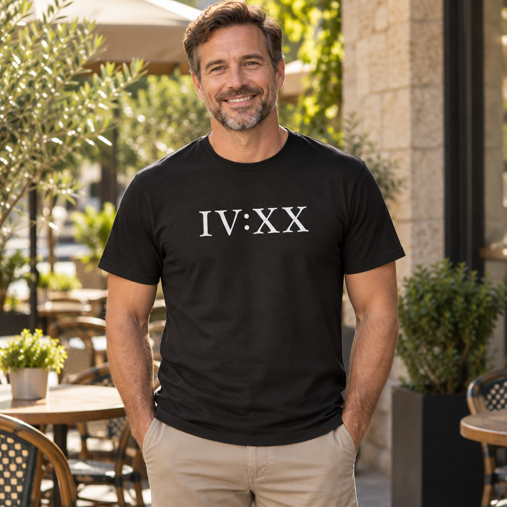 IV XX Roman Numerals — Black T-Shirt — lifestyle alt