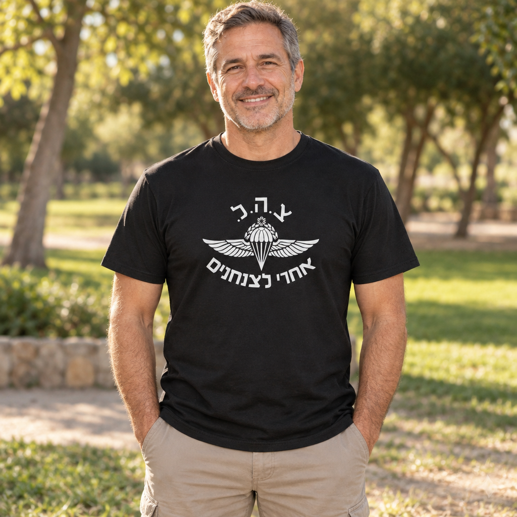 Israeli Paratrooper Emblem — Black T-Shirt — lifestyle alt